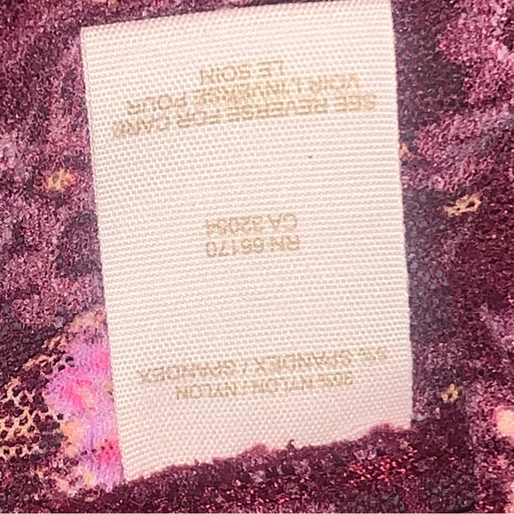 NEW!  Free People Semi-Sheer Stretch Lace Burgundy Tank W/ Ditzy Floral - Picture 7 of 8